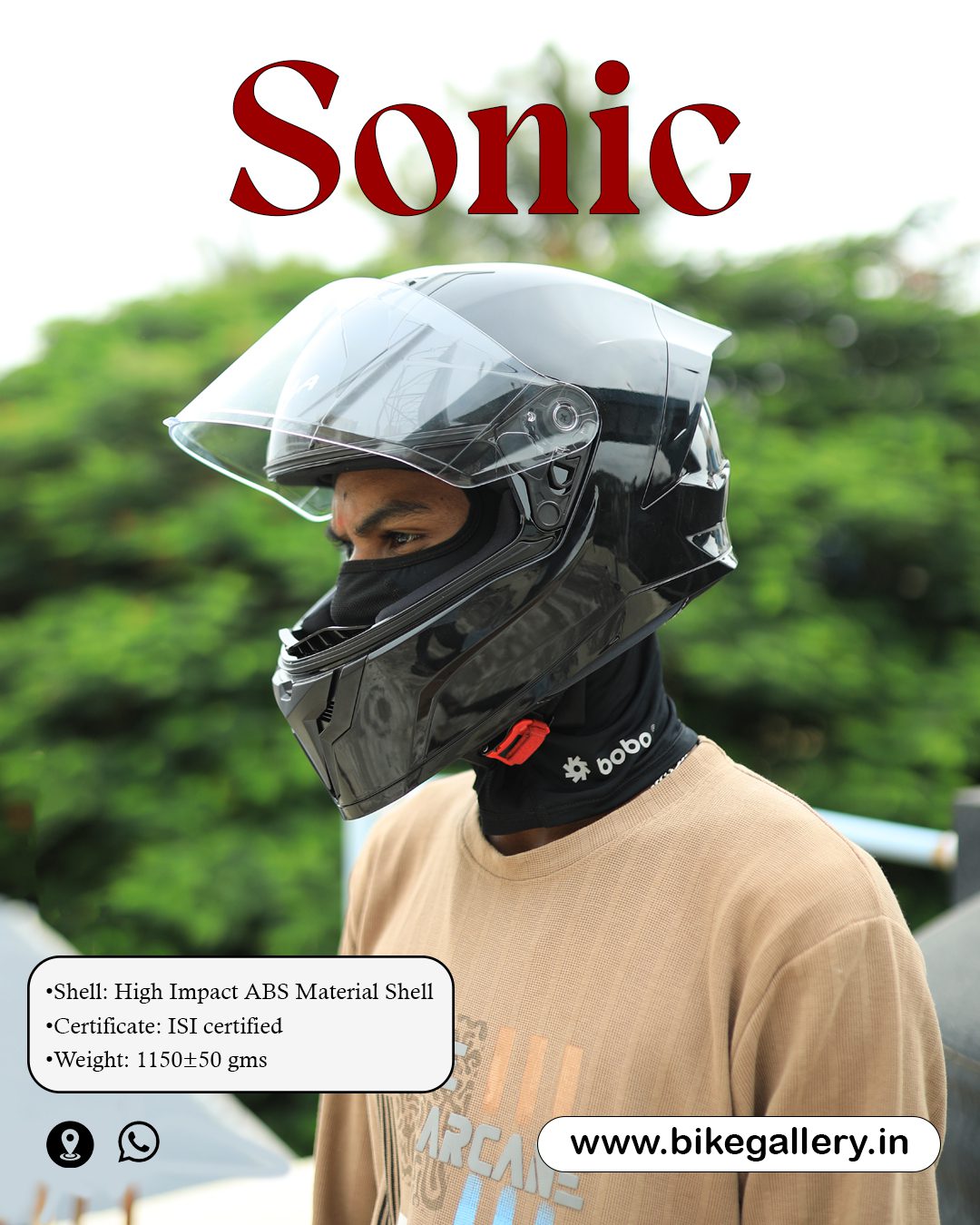 Vega Sonic Glossy Black Helmet