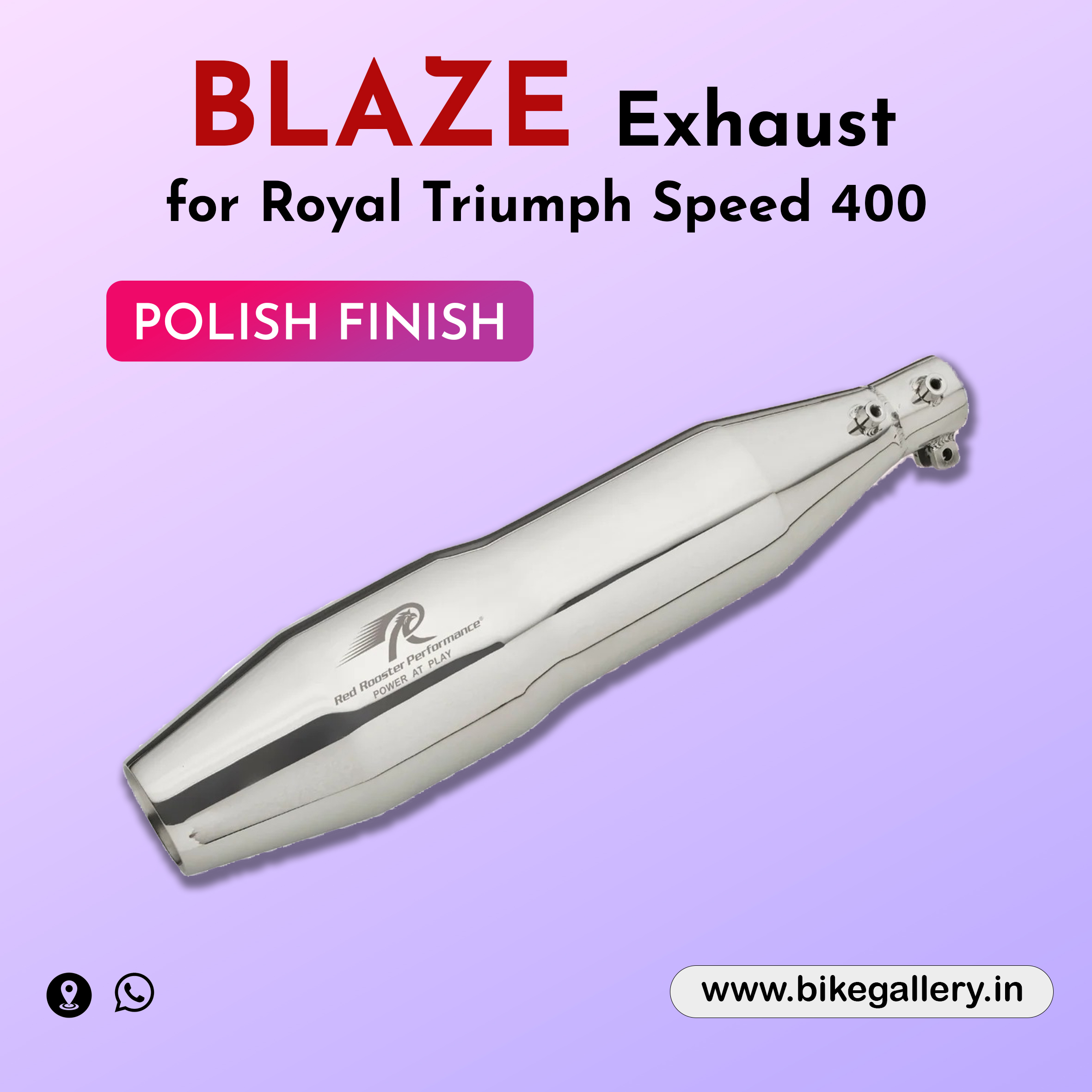 2 Blaze Exhaust for Triumph Speed 400 ( RED ROOSTER ) - Image 1