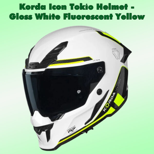 Korda Icon Tokio Helmet - Gloss White Fluorescent Yellow
