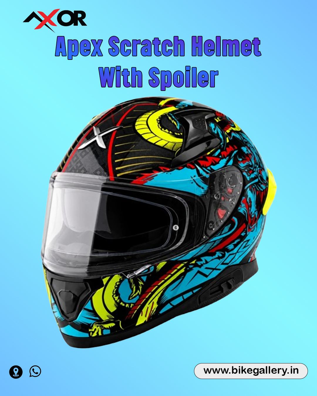1 Apex Scratch Helmet ( BLACK NEON BLUE ) - Image 1
